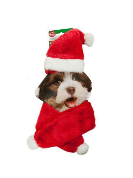 Holiday Pet Santa Hat &amp; Scarf Set (Available in a pack of 4)