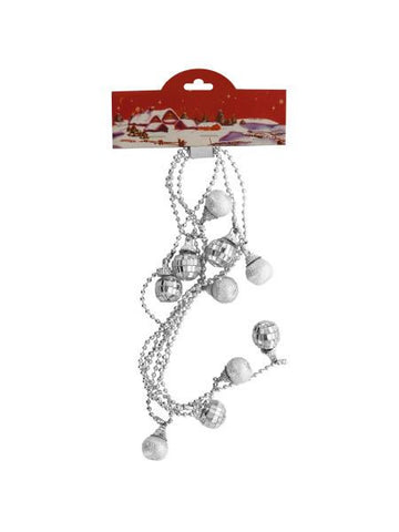 Silver Christmas Mirror Ball Beaded Garland (Available in a pack of 23)