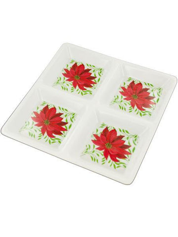 Sectioned Poinsettia Party Tray (Available in a pack of 12)