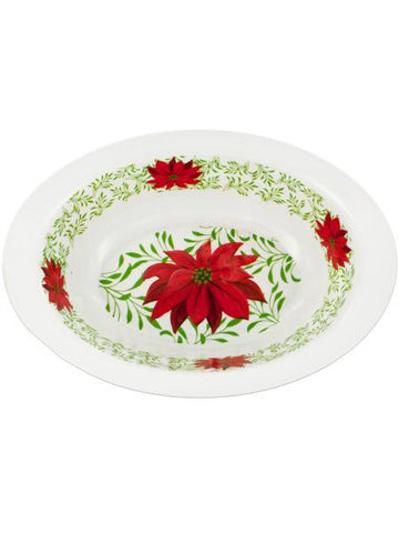 Poinsettia Print Oval Bowl (Available in a pack of 12)