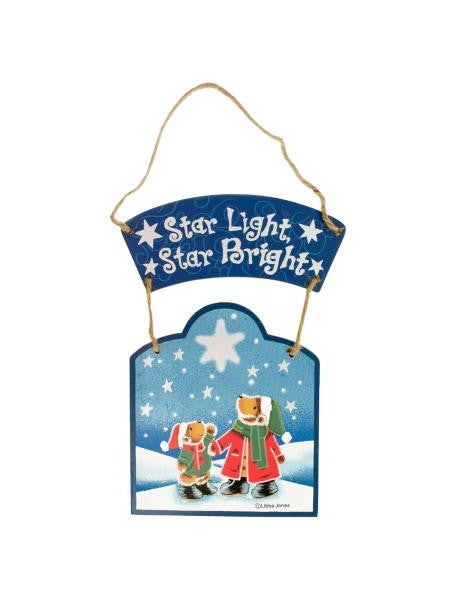 Star Light, Star Bright Wooden Christmas Plaque (Available in a pack of 24)