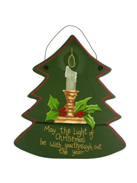 Hanging Wooden Christmas Tree Plaque (Available in a pack of 24)