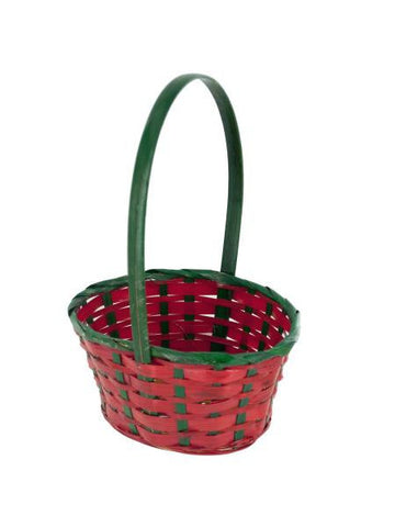 Mini Red &amp; Green Wicker Holiday Basket (Available in a pack of 24)